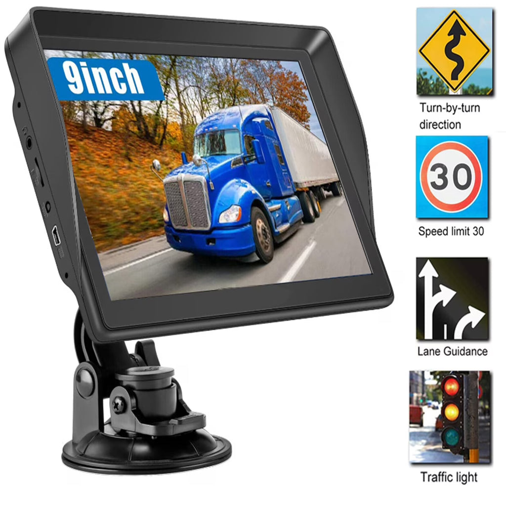 Truck Car GPS Navigation, 9 Inch Trucker GPS Semi 2024 Map, GPS Trucker Commercial, GPS Navigation System, Lifetime Free Map Updates, Spoken Driver Alerts (Upgraded + Avin + BT)