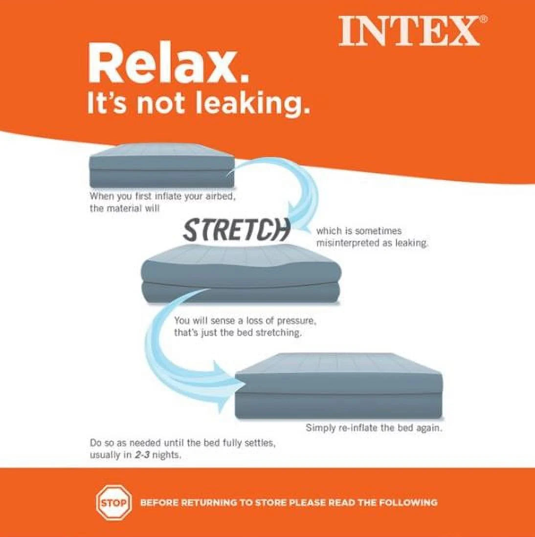 Intex 22in Queen Dura-Beam Control Comfort Air Mattress with Internal Pump