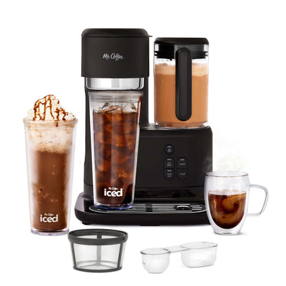 Mr. Coffee? Single-Serve Frappe?, Iced, and Hot Coffee Maker and Blender, Black with 2 To-Go Tumblers, Reusable Coffee Filter