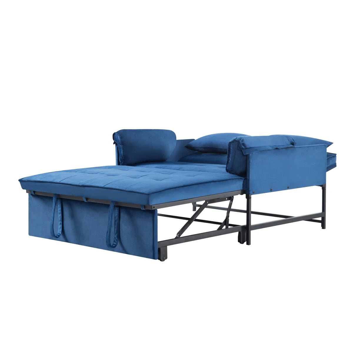Gewnee 46" Velvet Sleeper Sofa Reclining Convertible Futon Couch Bed for Living Room, Guest & Small Spaces(Black)