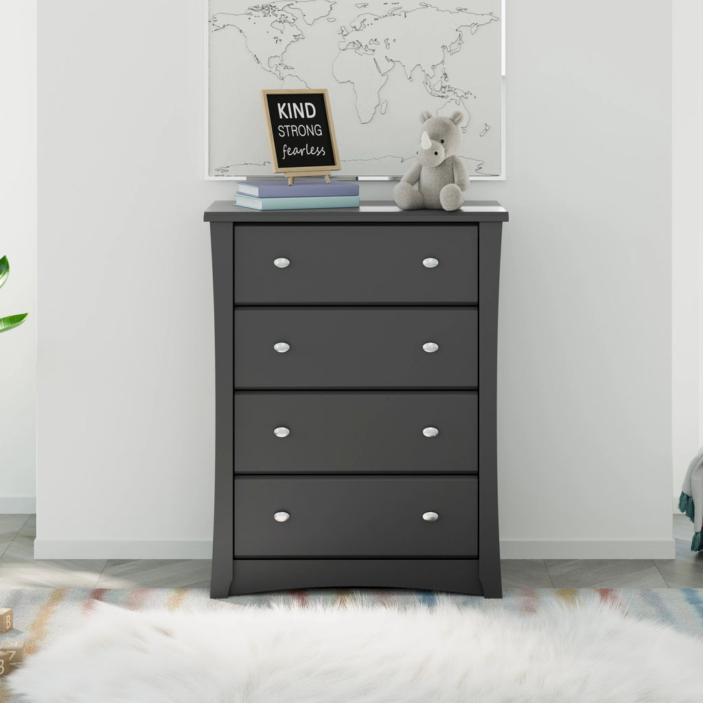 Storkcraft Crescent 4 Drawer Childrens Nursery Dresser, Espresso