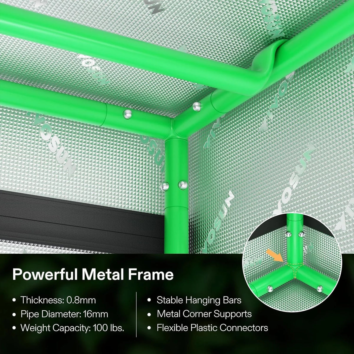 VIVOSUN R446 4x4 Grow Tent, 48"x48"x72" Roof Cube Tent with Observation Window and Floor Tray for Hydroponics Indoor Plant for VS4000/VSF4300