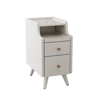 Small Nightstand,Solid Wood Nightstand with Drawers, Walnut Bedside Table for Bedroom