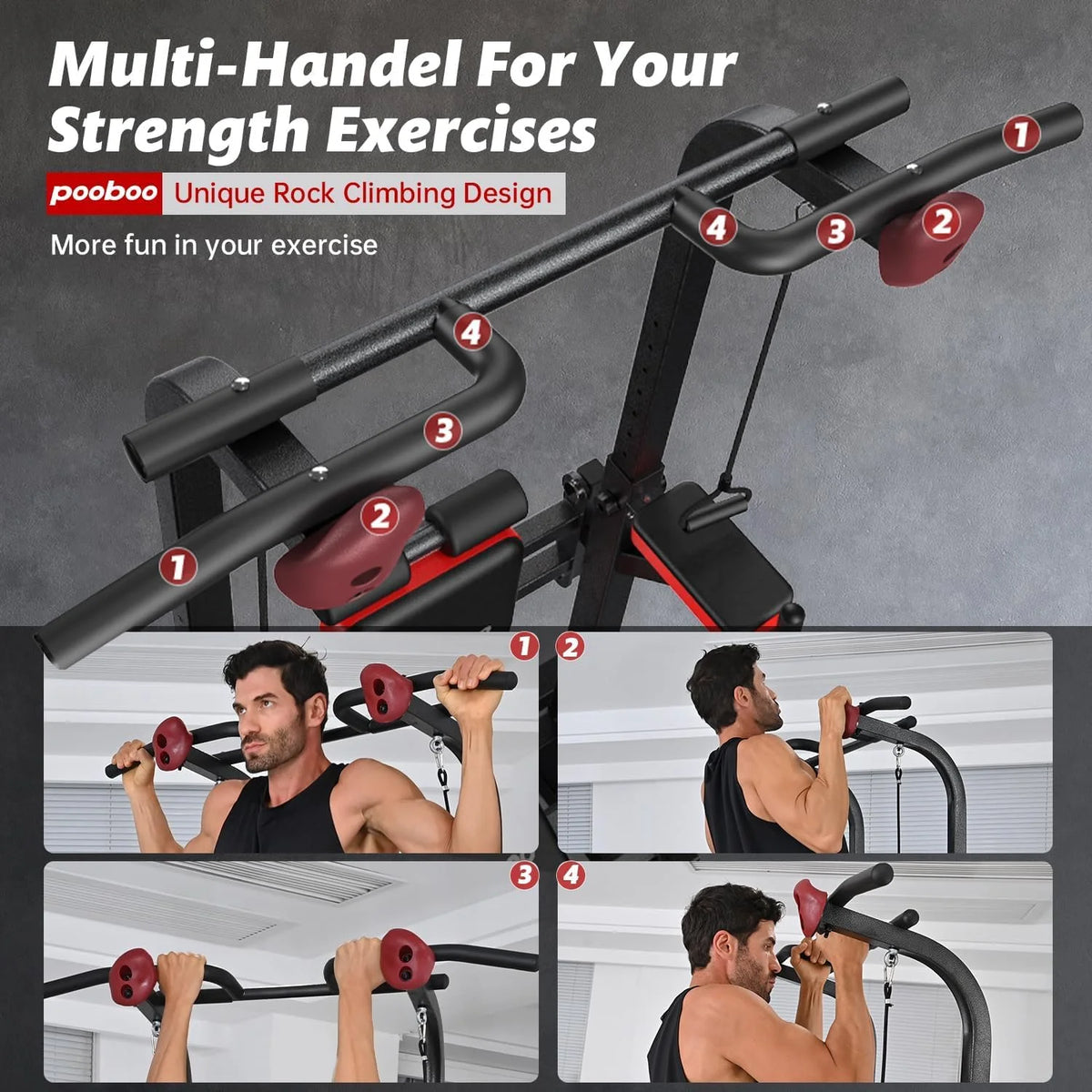 LNOW Multifunction Power Tower Pull up Bar Dip Station Power Rack with Adjustable Backrest for Home Gym Strength Training Workout Equipment Max Weight 480lbs