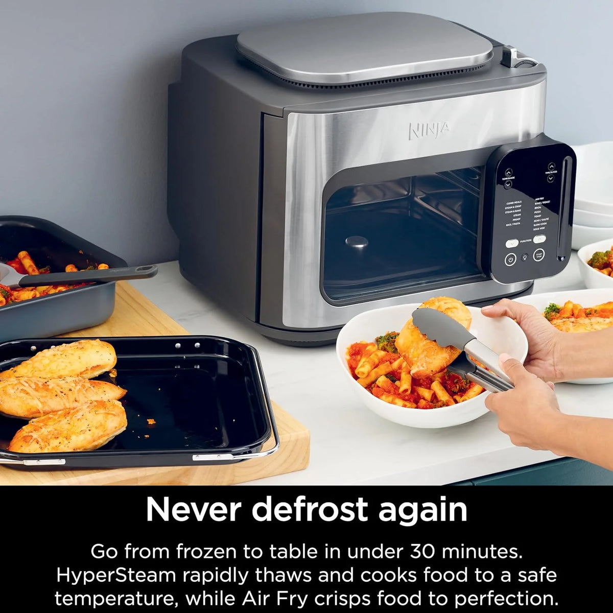 Restored Ninja R-SFP701 14-in-1 Multicooker, Oven & Air Fryer, 15-Min Meals, 3 Accessories, Grey (Refurbished)