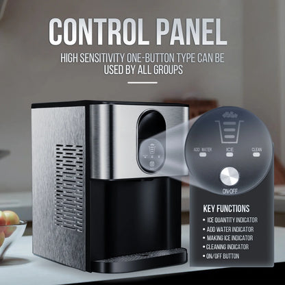 Auseo Ice Maker Countertop with Soft Chewable Ice, 44 Lbs/24H, Self-Cleaning, One-Click Operation for Home/Party(Black)