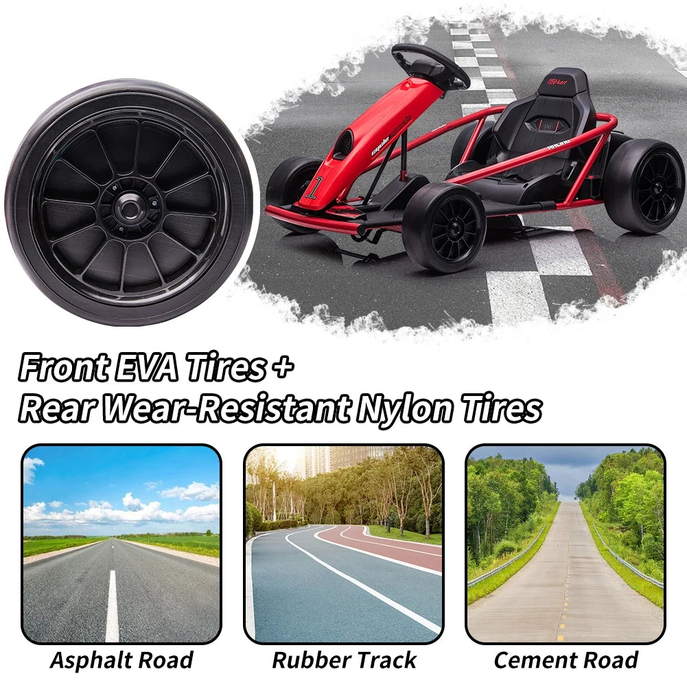 Kojooin Go Kart for Kids,24V Battery 300WX2 Motors Pedal On Foot Go Cart,8MPH High Speed Drifting Car with Slow Start Function,Rose red