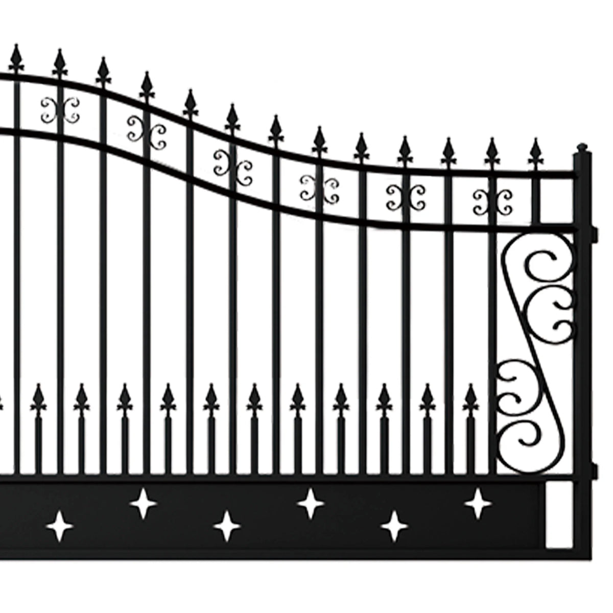 Outdoor Dual Swing Wrought Iron Gate for Driveway, Security Gate, Outdoor Fence Gate, Vienna Style for Yard, Backyard Patio�� 20'Star��