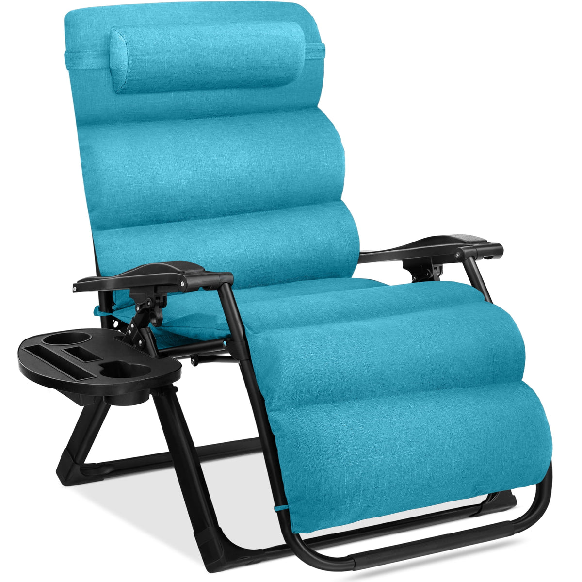 Best Choice Products Oversized Zero Gravity Chair, Folding Recliner w/ Removable Cushion, Side Tray - Fossil Gray