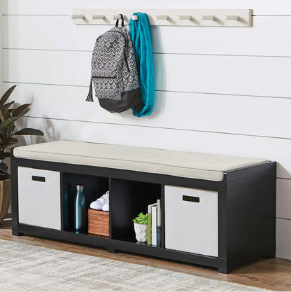 Better Homes & Gardens 4-Cube Shoe Storage 58.39" Bench, Weathered