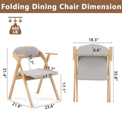 IVV 2-Pack Beechwood Folding Chairs with Cushioned Seat and Backrest, No-Assembly Guest Chairs for Home, Office, or Events (Beige)