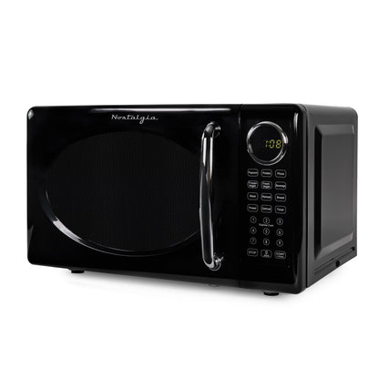 Nostalgia Retro Microwave Oven - 0.7 Cu Ft & 700-Watt Countertop Microwave with Glass Turntable, Child Safety Lock, 8 Auto-Cook Programs & Digital Clock - Aqua