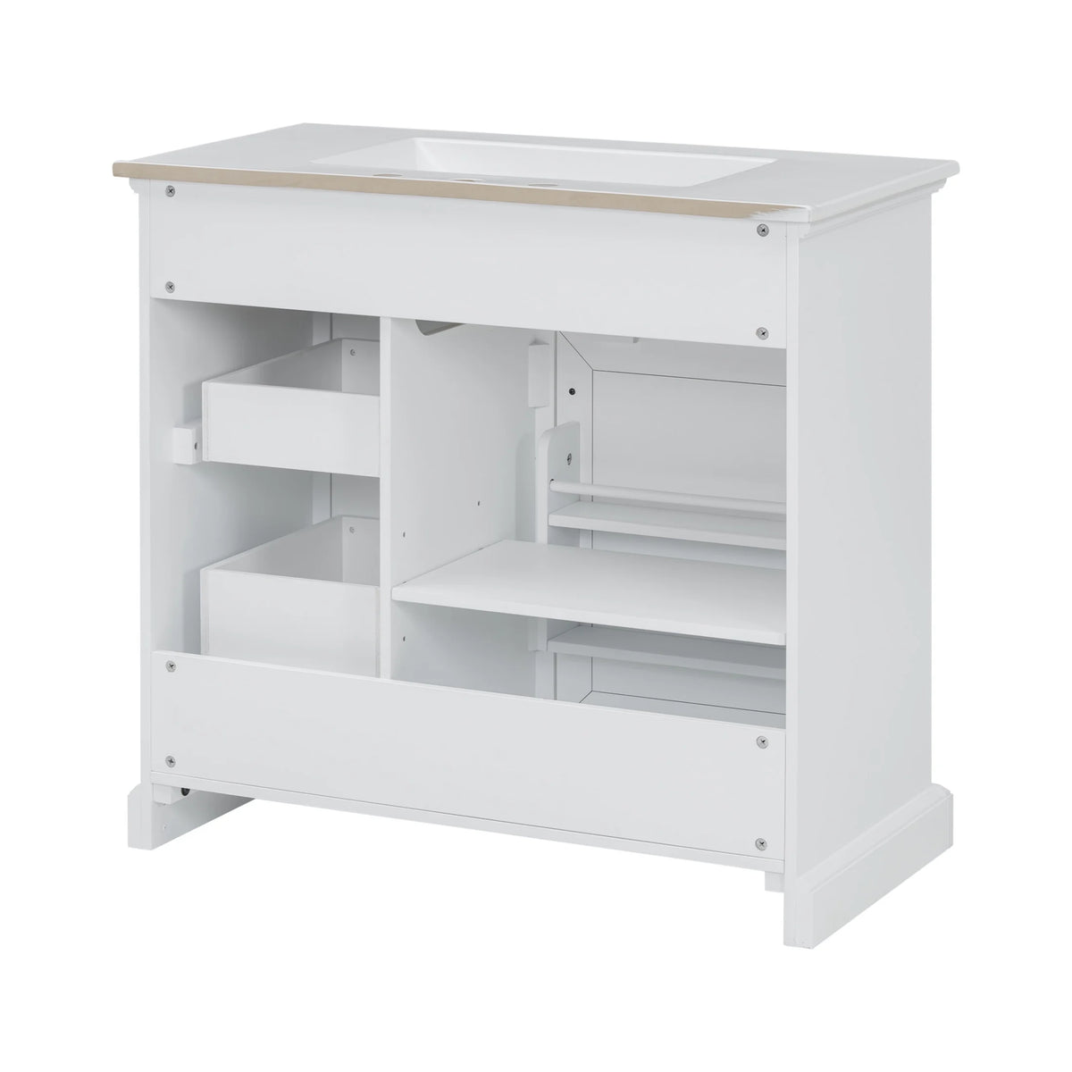 Christopher Knight Home 36" Bathroom Vanity with Sink, Tip-out Drawers, Soft-Close Doors, Grey