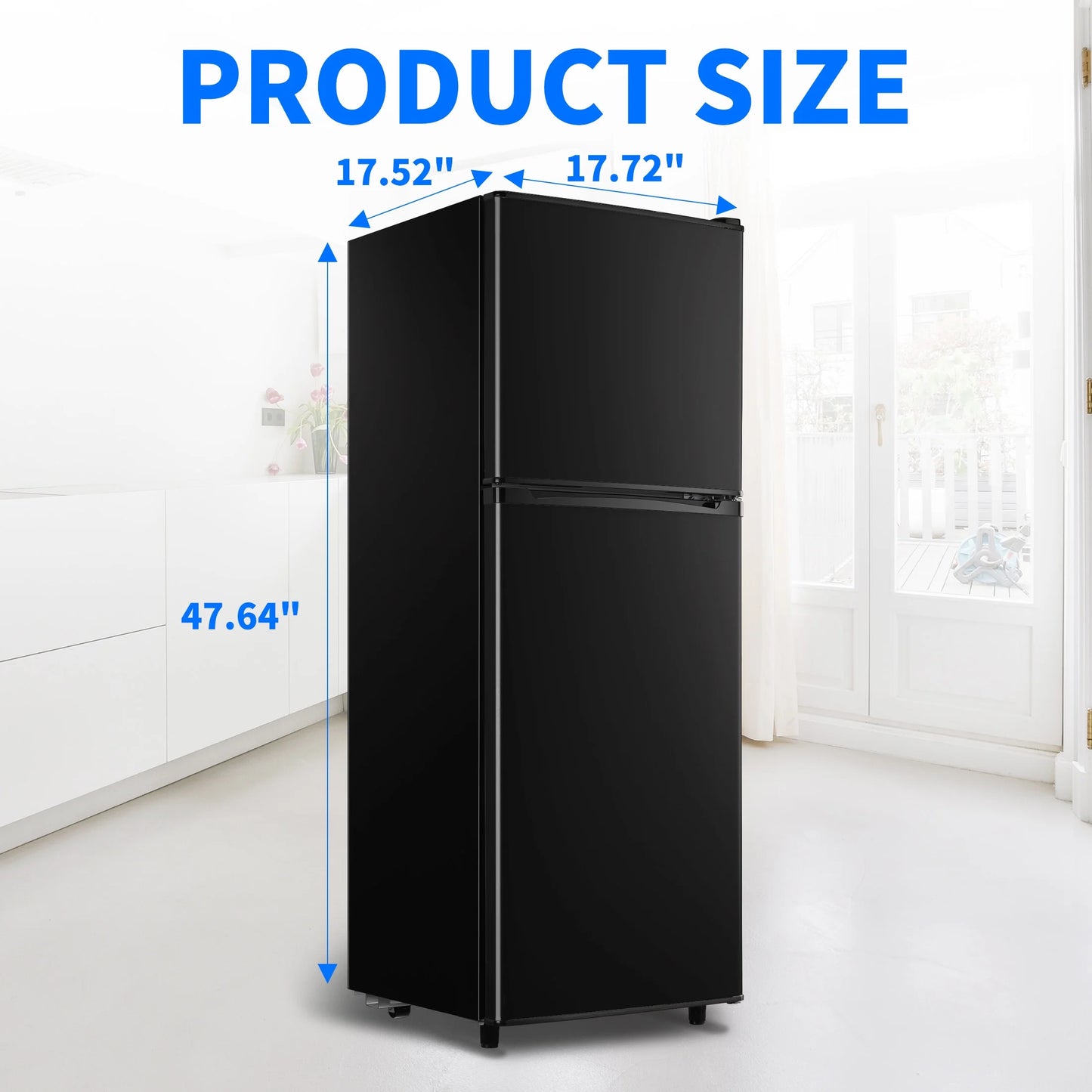 4.5 Cu. ft. Compact Refrigerator 2 Door with Freezer,5 Adjustable Thermostat & 4 Removable Glass Shelves