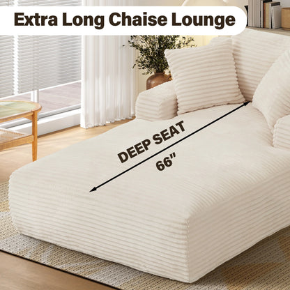 Aukfa 78.7" Extra Long Chaise Lounge Sofa, Oversized Upholstered Couch with 3 Pillows for Indoor Living Room/Bedroom,Orange