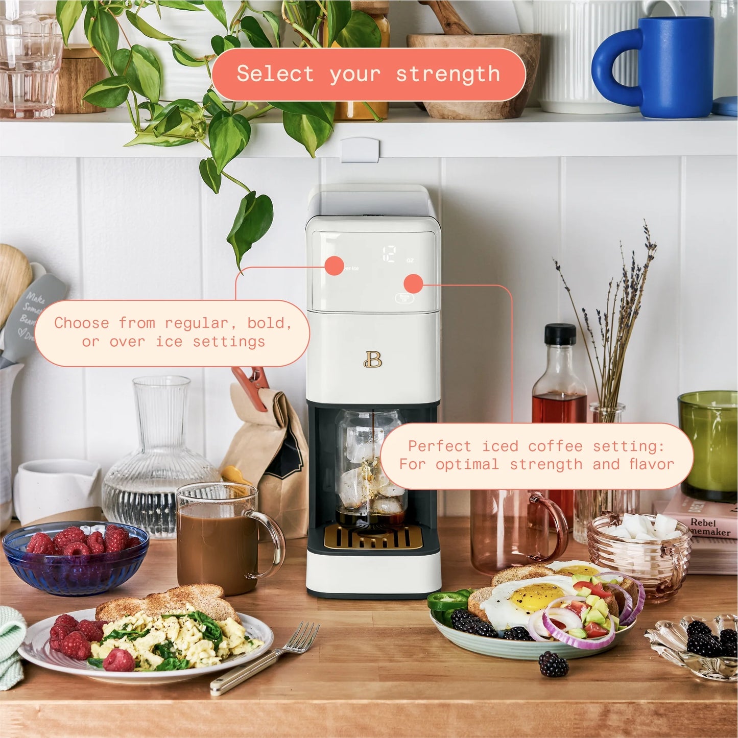 Beautiful Perfect Grind�?Programmable Single Serve Coffee Maker, White Icing by Drew Barrymore
