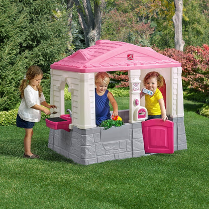 Step2 Neat & Tidy Cottage II Brown Playhouse Plastic Kids Outdoor Toy
