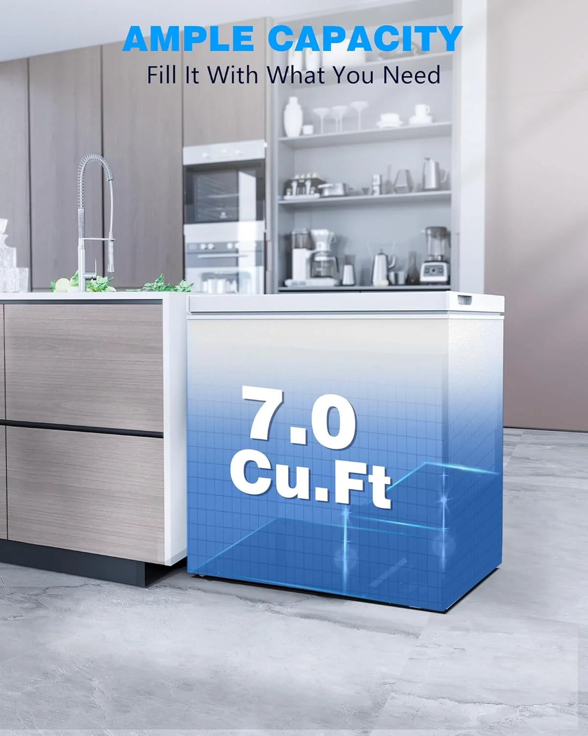 Crzoe 1.8 Cu.Ft Chest Freezer with Removable Basket and Bottom Defrost Water Drain Freestanding Mini Freezer with Adjustable 7 Thermostat for Home/Apartment, Black