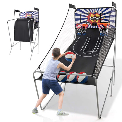 Costway Dual Shot Basketball Arcade Game with 8 Game Modes Electronic Scoring Blue