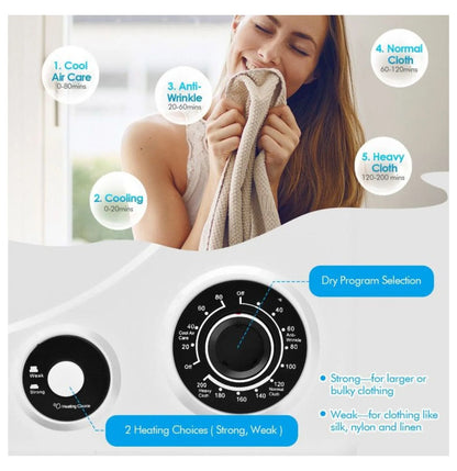 Electric Laundry Dryer, 13.2lbs Compact Tumble Dryer with Stainless Steel Tub, 4 Drying Modes, 2 Heat Settings, ETL Certified - for Apartments, Dorms, RVs