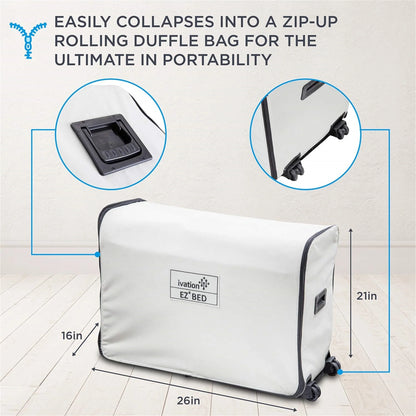 Ivation EZ-Bed (Twin) Air Mattress with Frame & Rolling Case, Self Inflatable, Blow Up Bed Auto Shut-Off, Comfortable Surface AirBed, Best for Guest, Travel, Vacation, Camping