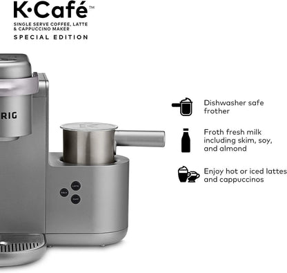 Keurig K-Cafe Special Edition Single-Serve Programmable Energy Efficient Button Controls K-Cup Pod Coffee, Latte, and Cappuccino Maker (Nickel)