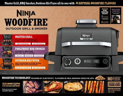 Ninja Woodfire 3-in-1 Outdoor Grill, Master Grill, BBQ Smoker, & Outdoor Air Fryer with Woodfire Technology, OG700
