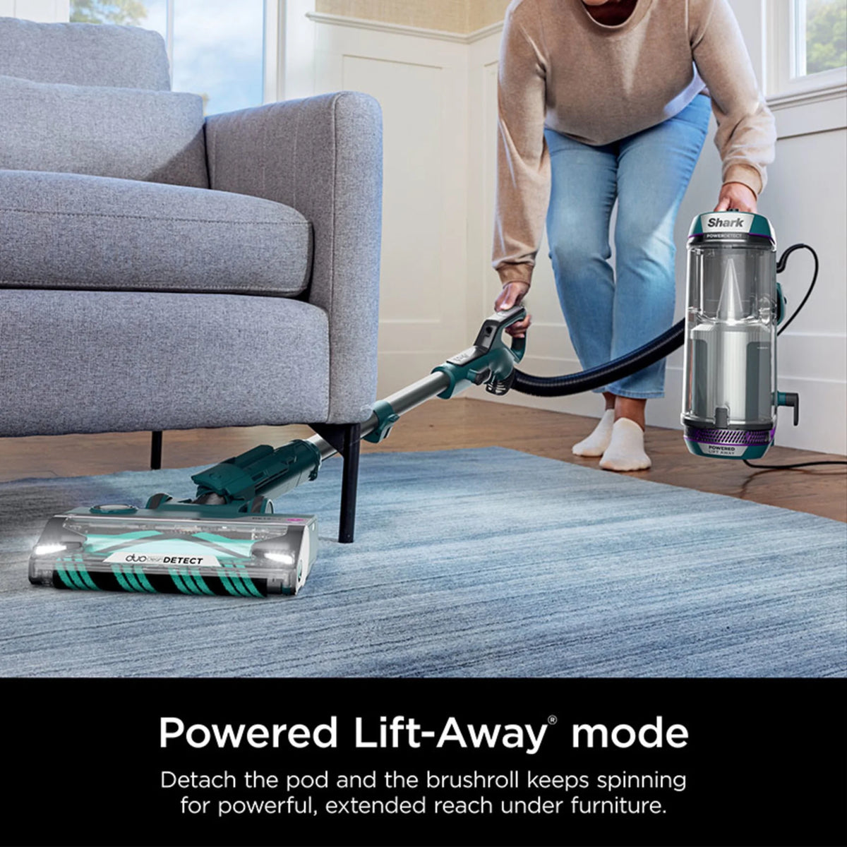 Shark POWERDETECT Upright Vacuum, Pet-Friendly, Two Brushroll System, Powerful Suction, DuoClean Detect, Self-cleaning Brushroll, Odor Neutralizer, LED Lights, AZ4000 Black/Teal