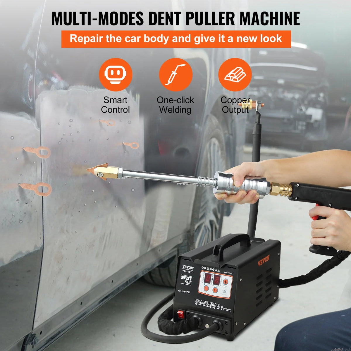 VEVOR Stud Welder Dent Repair Kit, 110V Spot Welding Machine with Slide Hammer Dent Puller, Professional Dent Removal Kit for Auto Body Dent Repair