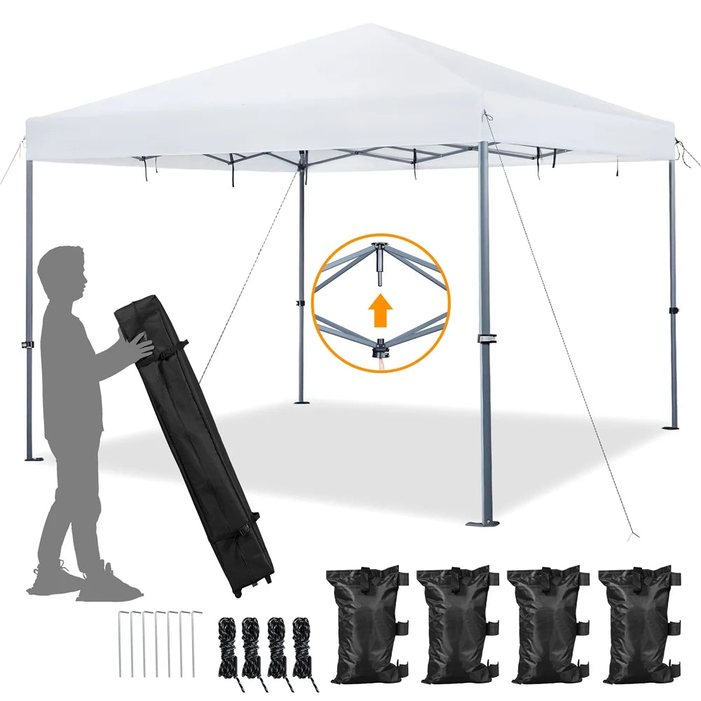 Topeakmart 12x12ft Commercial Pop-up Canopy Tent with Adjustable Height for Outdoor, White