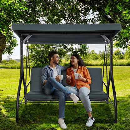 Arlopu 3 Person Porch Swing Outdoor Converting Canopy Swing Glider with Canopy