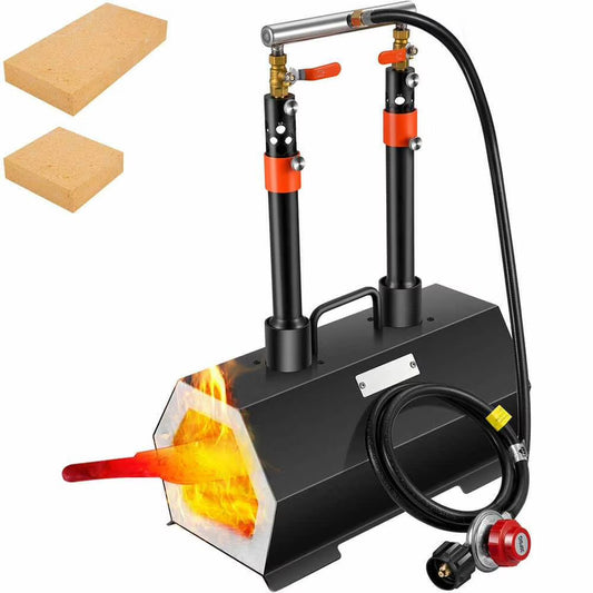 Choco Moon Propane Forge Portable Double Burner Tool, Large Capacity Blacksmith Farrier Forge, Mini Furnace Blacksmithing Kit, Gas Forging Tools Equipment, 2 Burner Forge, Black