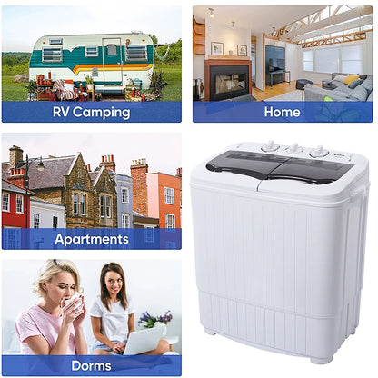 Portable Washing Machine, YOFE Compact Mini Washing Machine, Semi-automatic Washing Machine, Portable Mini Twin Tub Washing Machine for Camping Apartments, Washer(7.7lbs) /Spiner(6.6lbs), Gray, R4861