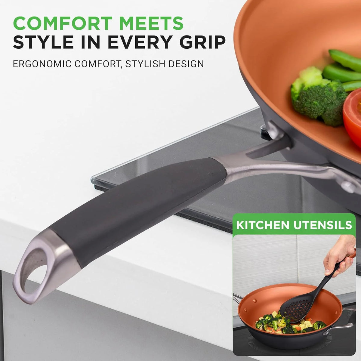 54-Piece Kitchen Cookware Set �C Complete Non-Stick Ceramic Pots and Pans Set with Utensils, Bakeware, and Knife Set, Gas, Electric & Induction Compatible, Blush Pink Kitchen Essentials