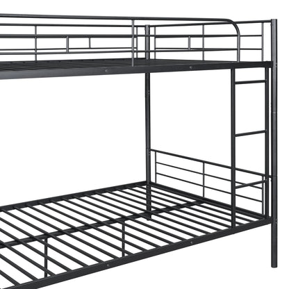 Full over Full Bunk Beds, BTMWAY Metal Bunk Beds Full Over Full Size, Full Size Convertible Bunk Beds for Kids Teens Adults, with Ladder and Safety Guardrails, Load-Bearing 350lbs, Noise-Free, Black