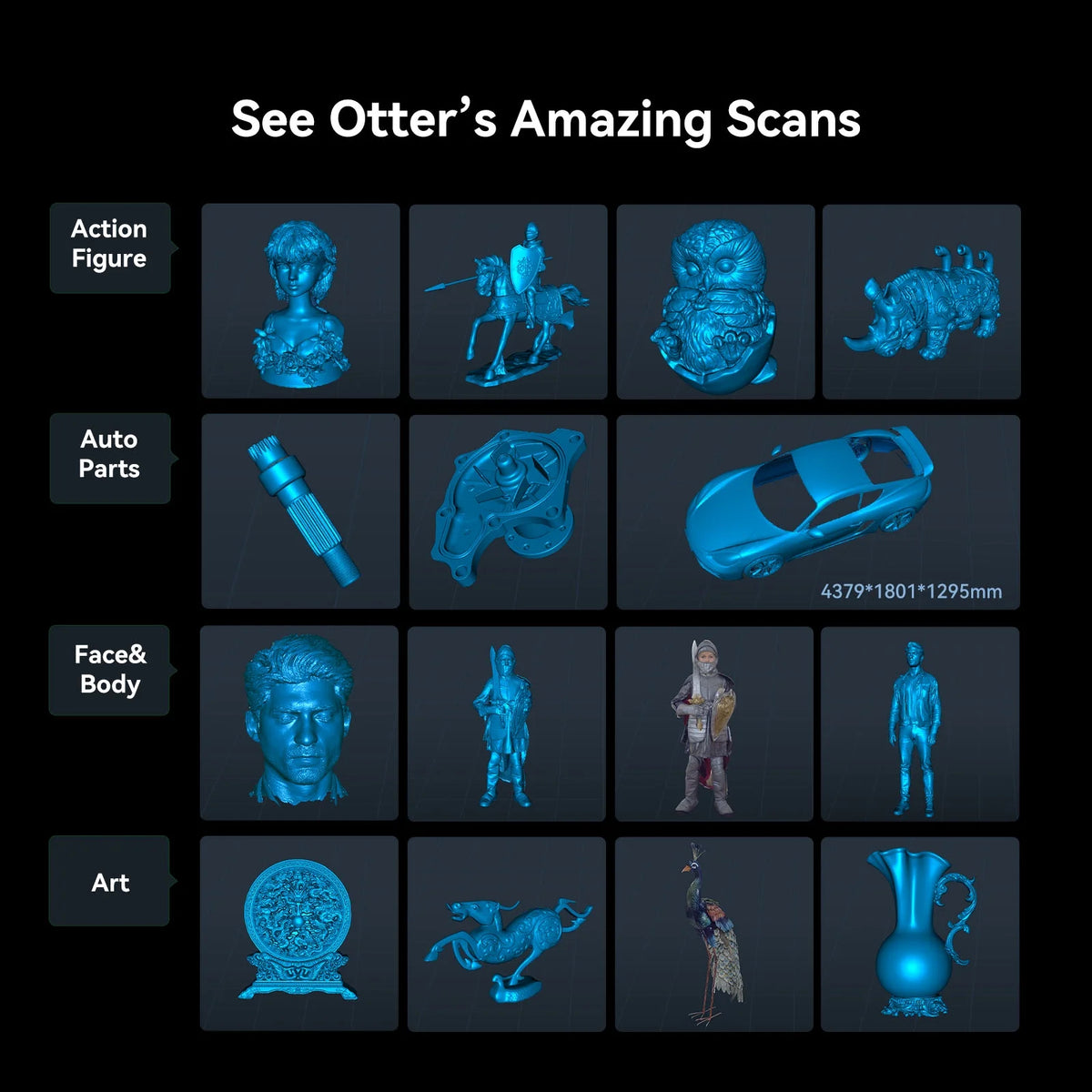 Creality CR-Scan Otter 3D Scanner Kit High Accuracy 0.02mm with 8 LED Infrared Lights 24 Bit Full-Color Scan, Noiseless, Sensitive Operation for Windows/macOS