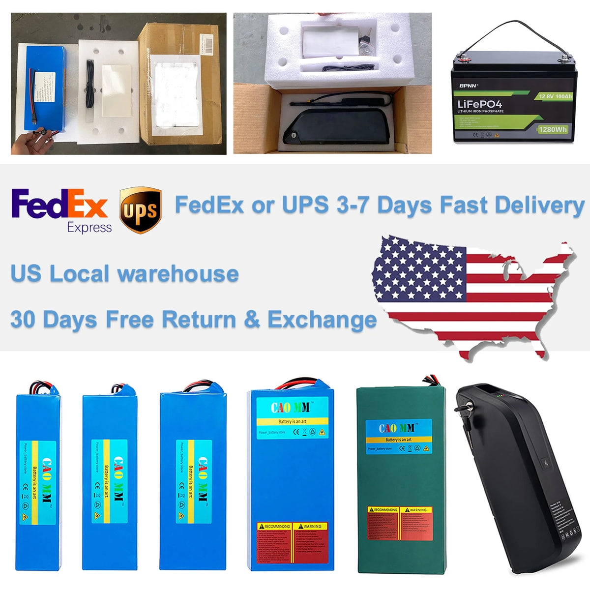 36V 10Ah Lithium Battery 30A BMS Battery with Charger for 750W Electirc Tricycle Bike