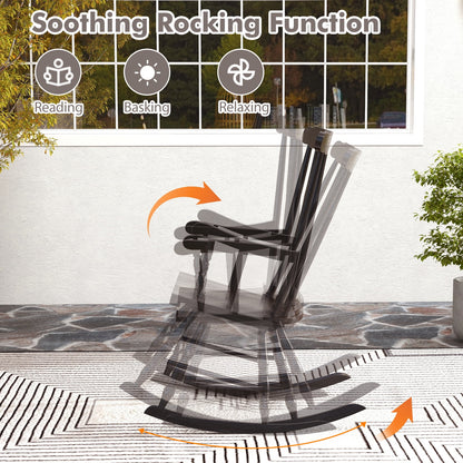 Costway Solid Wood Rocking Chair Porch Rocker Indoor Outdoor Seat Glossy Finish White