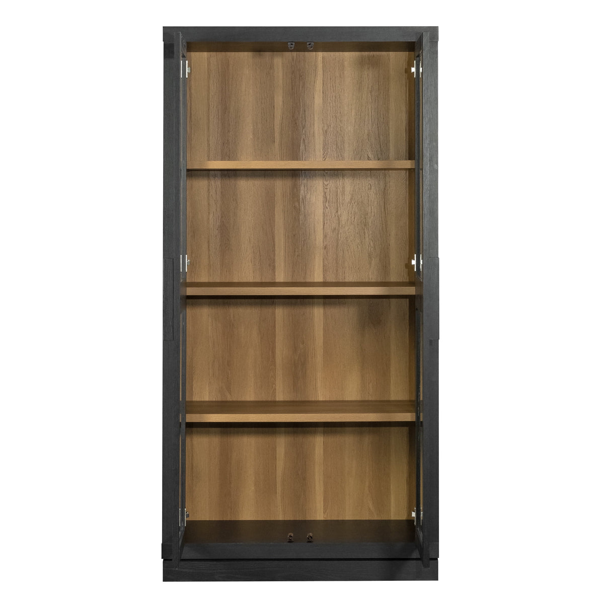 Better Homes & Gardens Ezra Glass Door Storage Accent Cabinet, Warm Walnut finish