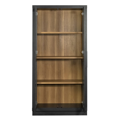 Better Homes & Gardens Ezra Glass Door Storage Accent Cabinet, Warm Walnut finish