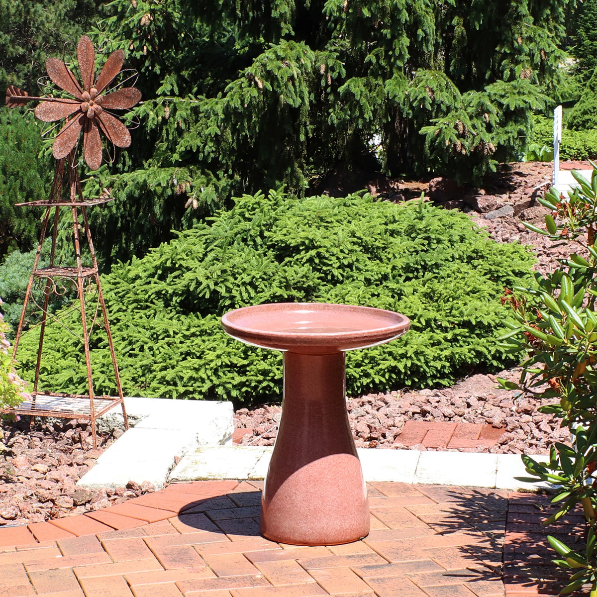 Sunnydaze Freestanding Ceramic Outdoor Bird Bath, Glazed, UV-Resistant Galaxy Blue Finish