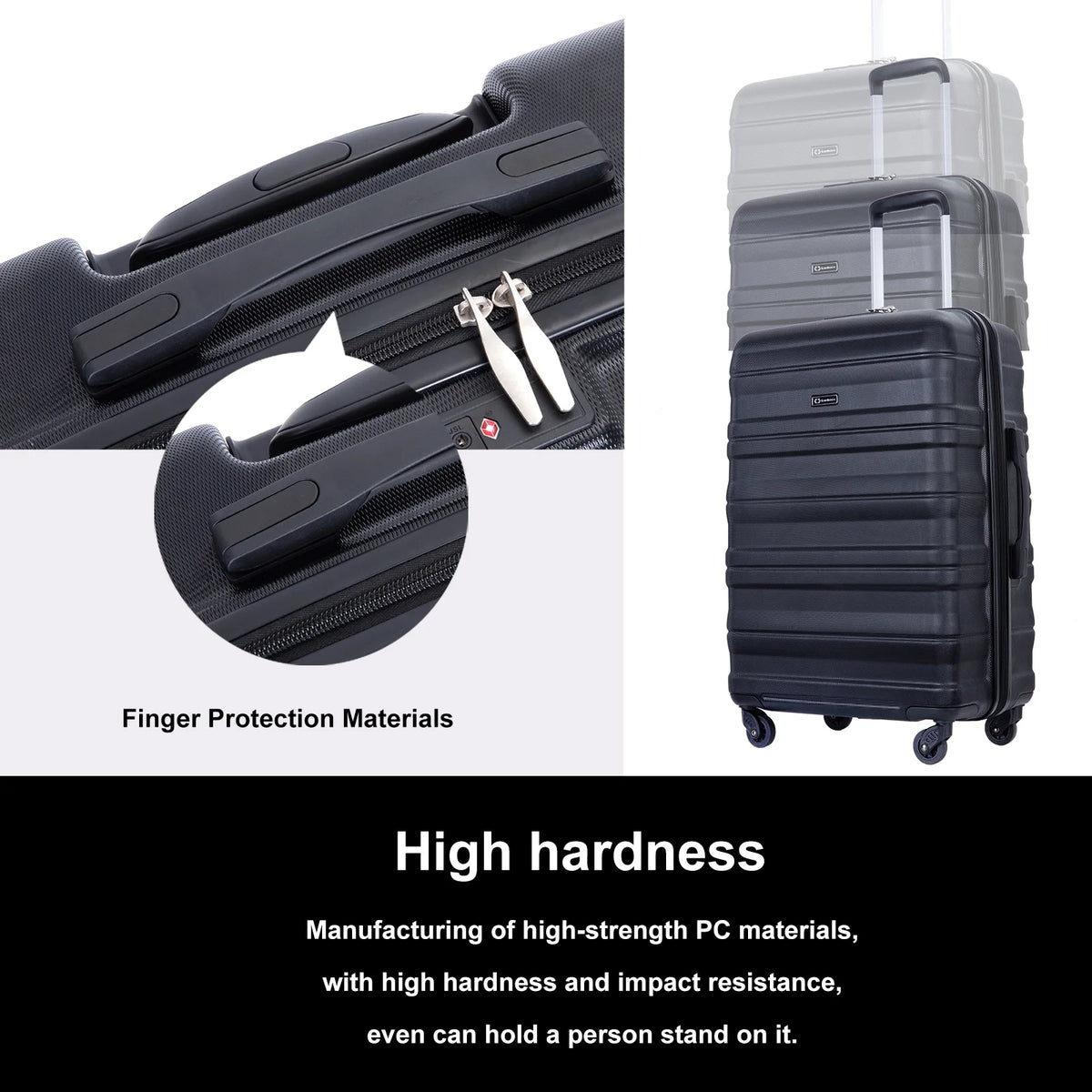 Tripcomp Hardside Luggage Set 3-Piece Set (21/25/29) Lightweight Suitcase 4-Wheeled Suitcase Set(Purple)