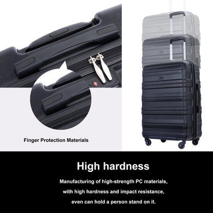 Tripcomp Hardside Luggage Set 3-Piece Set (21/25/29) Lightweight Suitcase 4-Wheeled Suitcase Set(Purple)