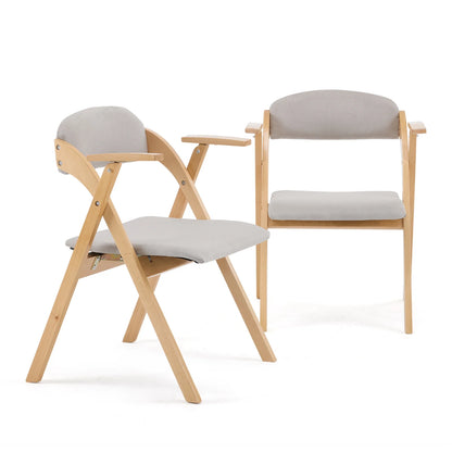 IVV 2-Pack Beechwood Folding Chairs with Cushioned Seat and Backrest, No-Assembly Guest Chairs for Home, Office, or Events (Beige)