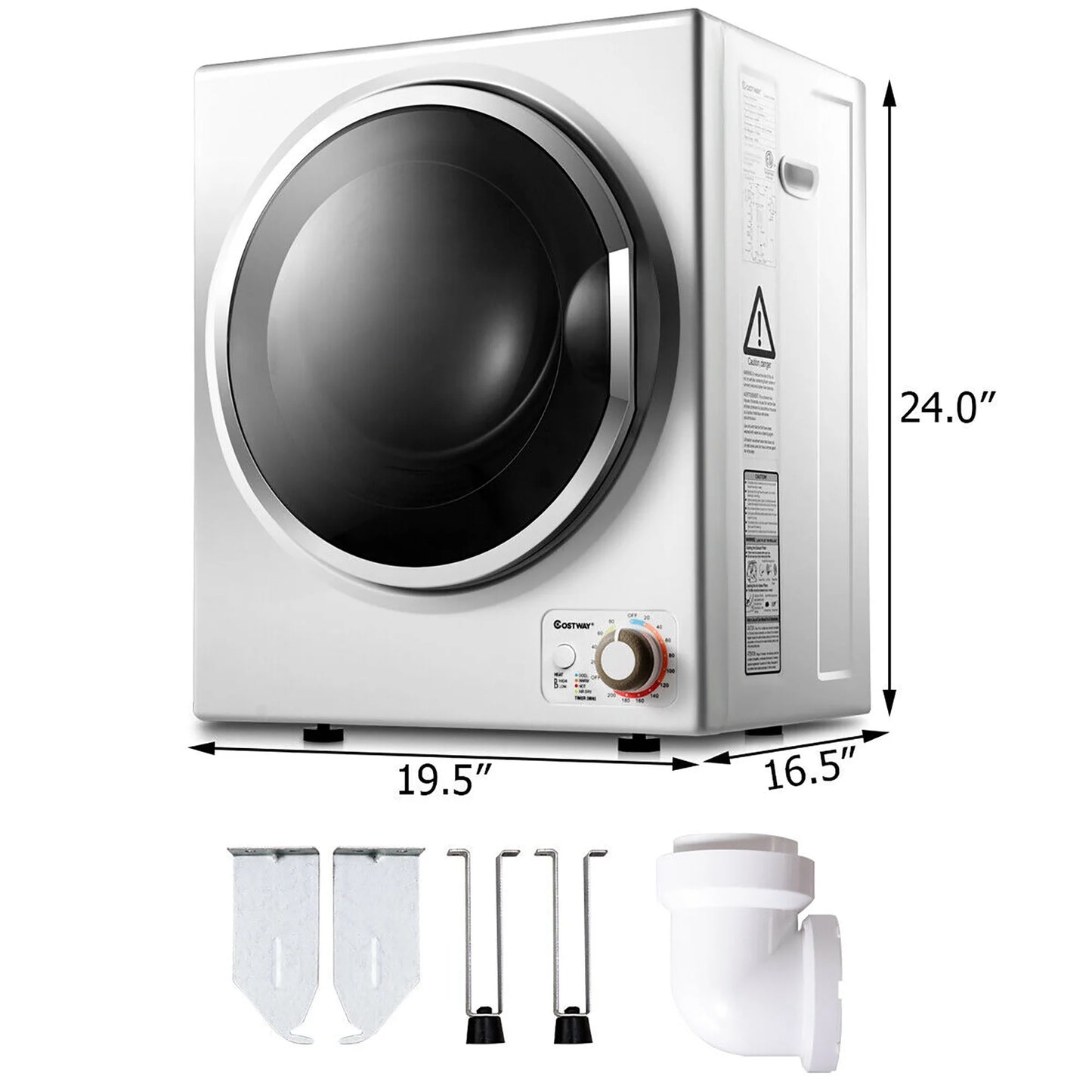 Costway Electric Tumble Compact Cloth Dryer Stainless Steel Wall Mounted 1.5 cu .ft.