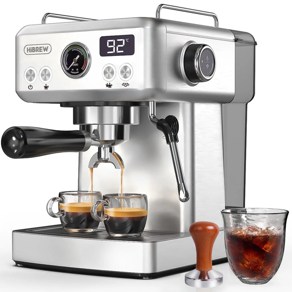 HiBREW 58mm Espresso Machine H10A, 20 Bar Coffee Maker with Milk Frother Steam Wand, Stainless Steel Coffee Machine for Home Use
