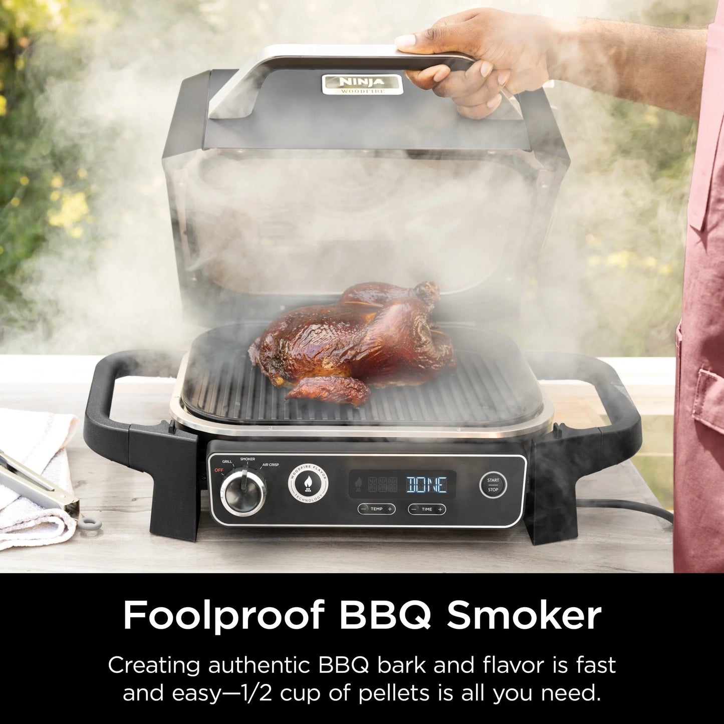 Ninja Woodfire 3-in-1 Outdoor Grill, Master Grill, BBQ Smoker, & Outdoor Air Fryer with Woodfire Technology, OG700