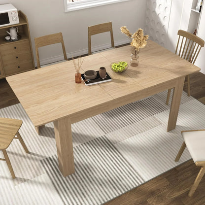 ChVans Large Mobile Extendable Dining Table for 6-8, Modern Wood Kitchen Table Rectangular Table for Dining Room, Living Room