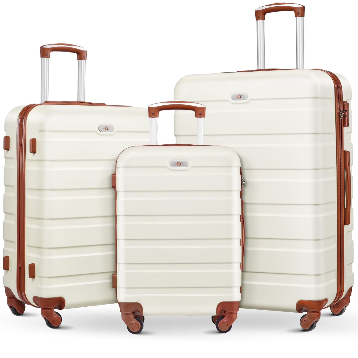 3 Piece Luggage Sets Hard Shell Suitcase Set with Spinner Wheels for Travel Trips Business 20" 24" 28", Rose Gold