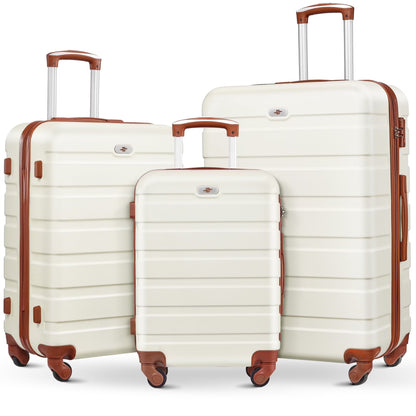 3 Piece Luggage Sets Hard Shell Suitcase Set with Spinner Wheels for Travel Trips Business 20" 24" 28", Rose Gold
